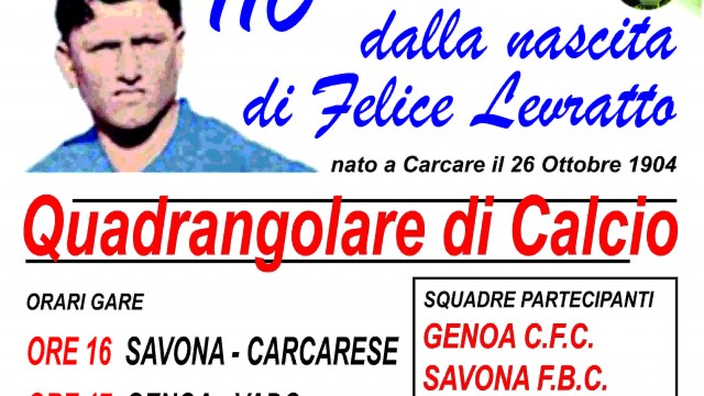 Torneo per i 110 anni dalla nascita di Felice Levratto a Carcare